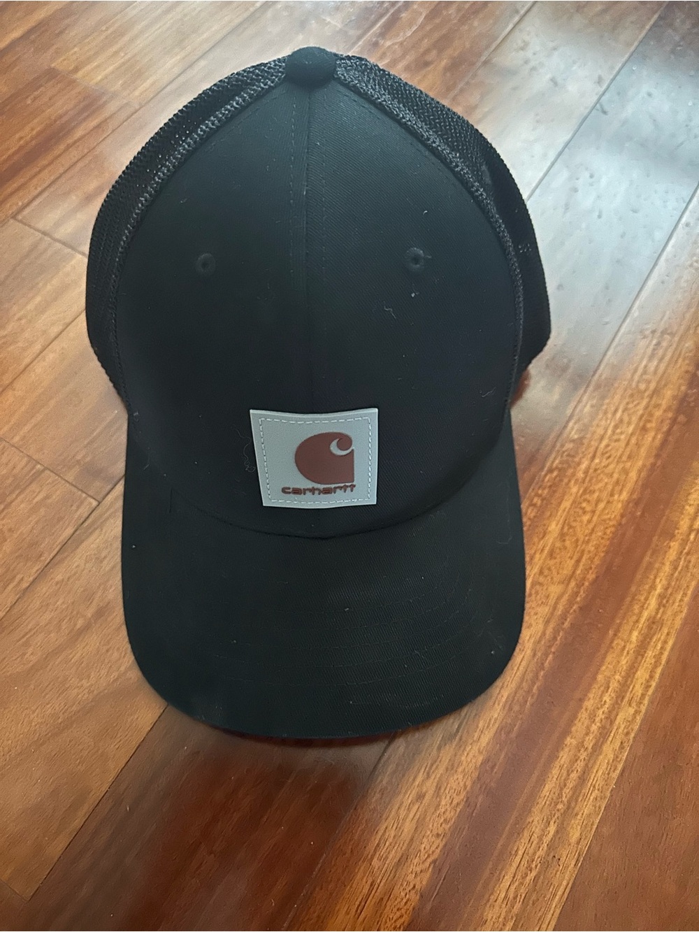 Carhartt Black Mesh-Back Logo Cap with Brown Patch